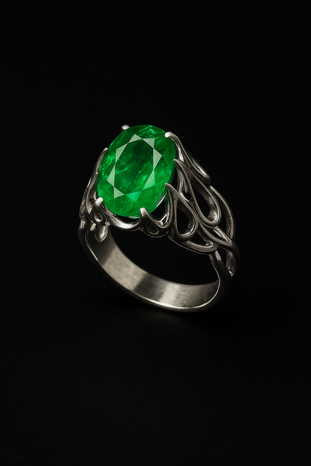Emerald Elegance in Silver
