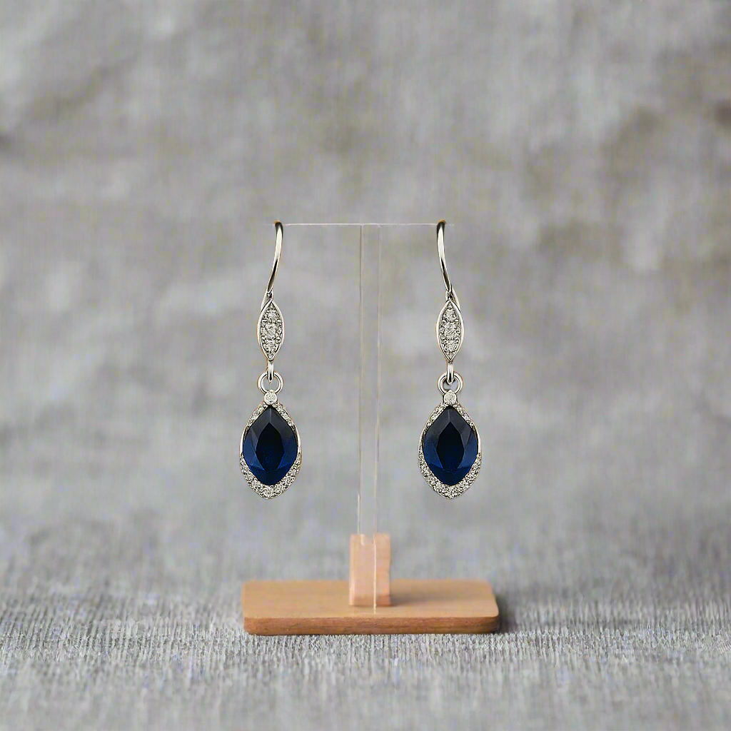 Luxy Metal Sapphire Elegance Drop Earrings