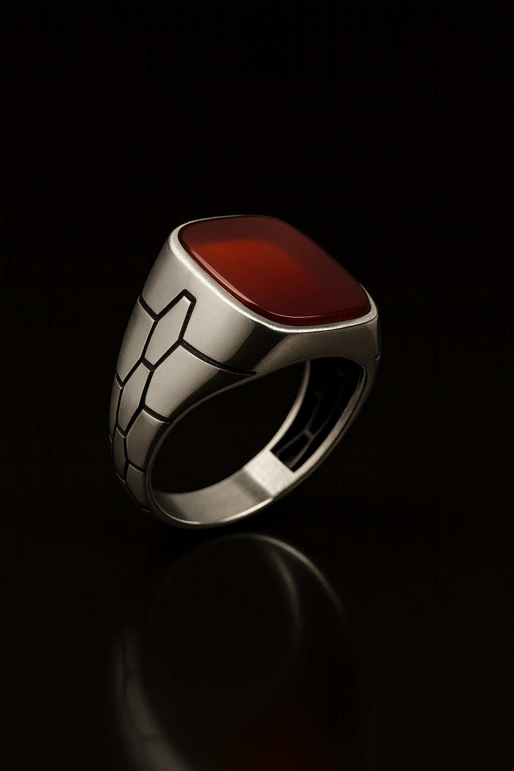 Hex Gold Ring – Crimson Onyx Edition