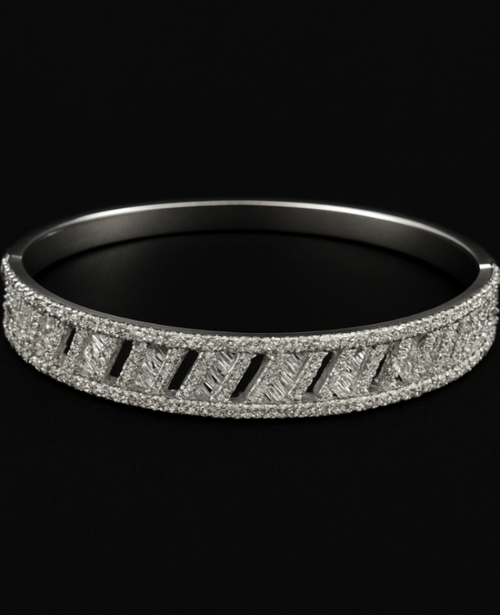 Baguette & Round Diamond Elegance Bangle