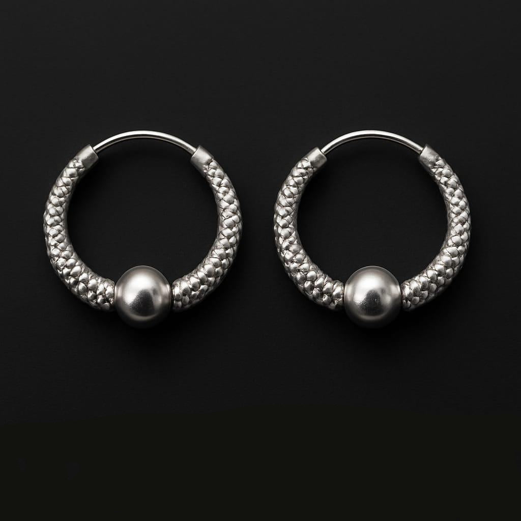 Textured Tribal Sphere Hoops