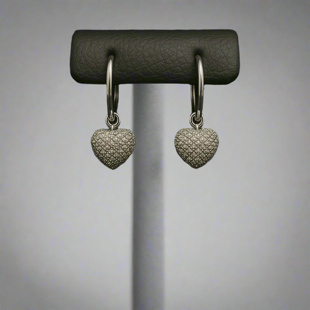 Diamond Pavé Heart Hoop Earrings