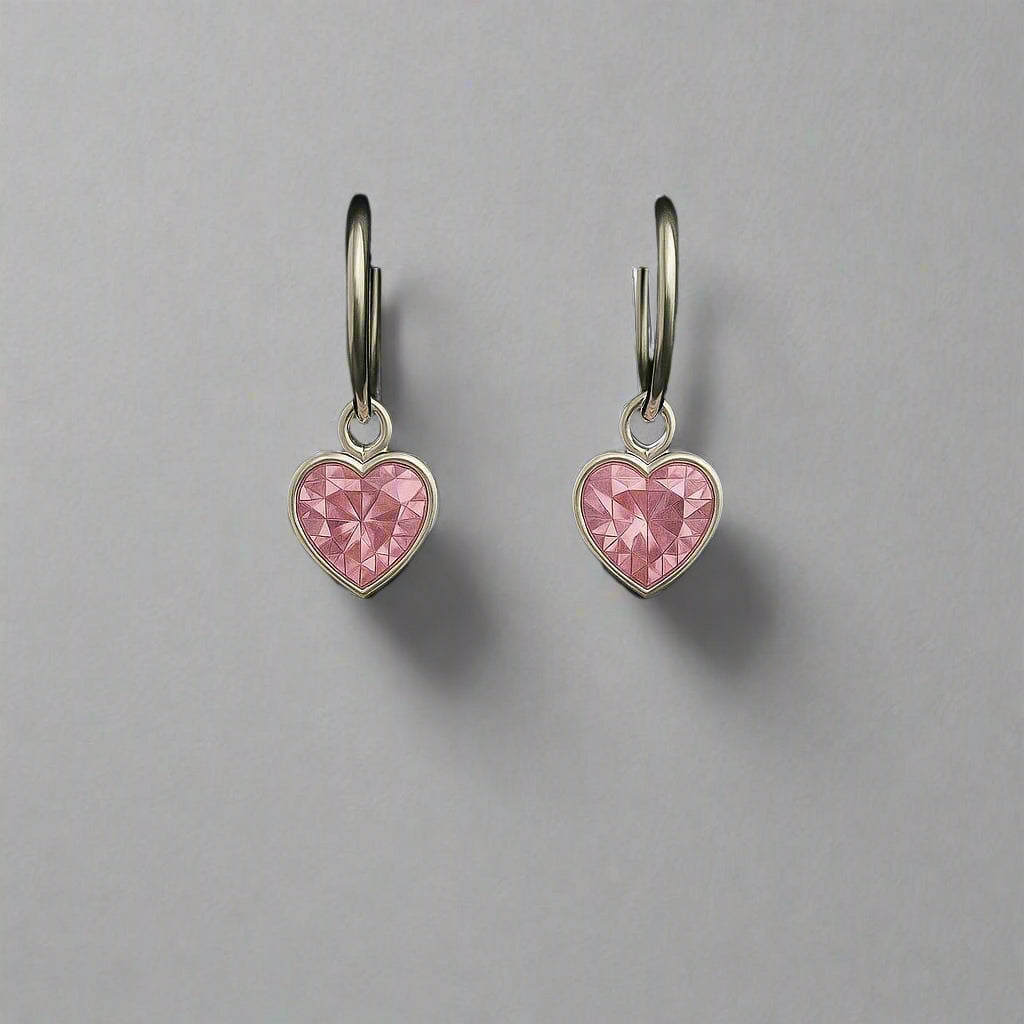 Blush Pink Heart Hoop Earrings