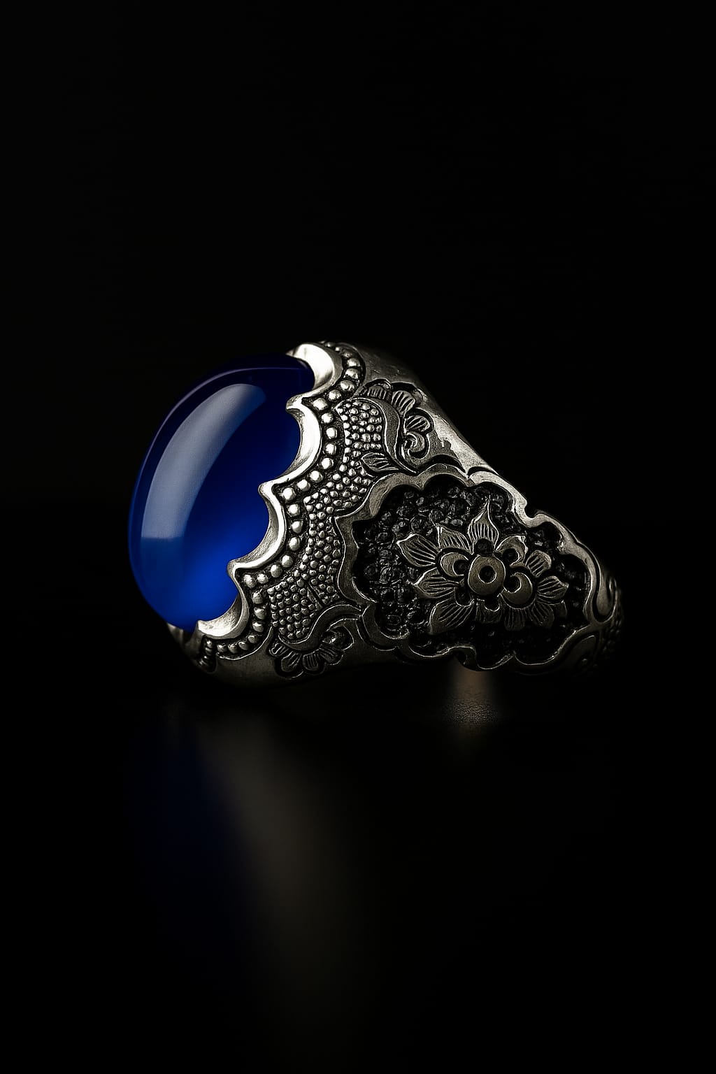 Midnight Sapphire – Premium Neelum in Silver