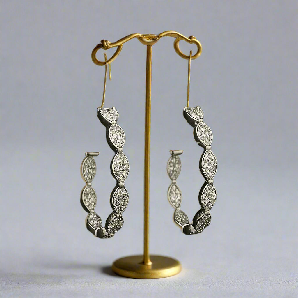 Luxy Metal Marquise Diamond Hoop Earrings